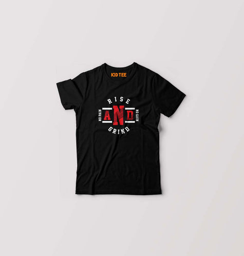 Rise & Grind Gym Kids T-Shirt for Boy/Girl-Black-Ektarfa.online