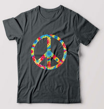 Load image into Gallery viewer, Trippy Psychedelic Peace T-Shirt for Men-Steel grey-Ektarfa.online
