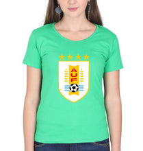 Load image into Gallery viewer, Uruguay Football T-Shirt for Women-Flag Green-Ektarfa.online
