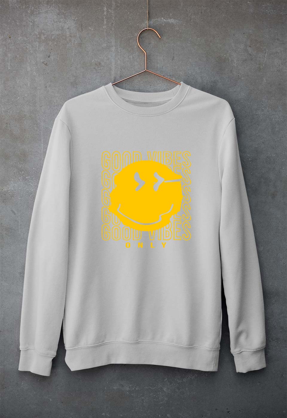 Good Vibes Emoji Unisex Sweatshirt for Men/Women-Grey Melange-Ektarfa.online