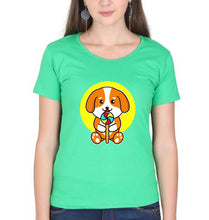 Load image into Gallery viewer, Puppy T-Shirt for Women-Flag Green-Ektarfa.online
