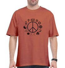 Load image into Gallery viewer, Peace Religious Symbols Oversized T-Shirt for Men-Coral-Ektarfa.online
