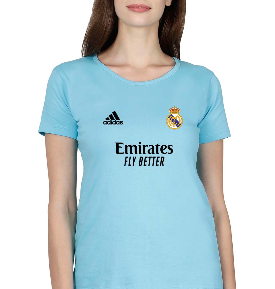 Real Madrid 2021-22 T-Shirt for Women-SkyBlue-Ektarfa.online