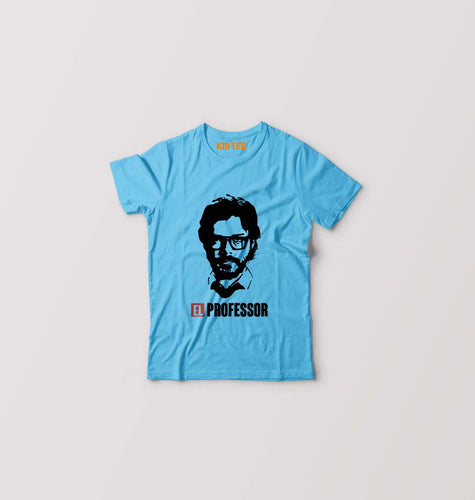 Money Heist The Professor Kids T-Shirt for Boy/Girl-Light Blue-Ektarfa.online