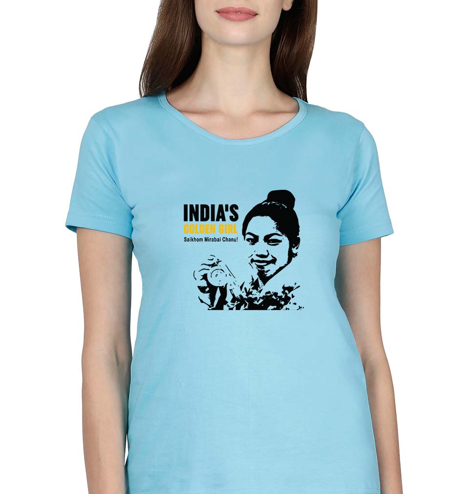 Chanu Saikhom Mirabai T-Shirt for Women-SkyBlue-Ektarfa.online
