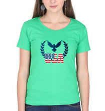 Load image into Gallery viewer, USA America T-Shirt for Women-Flag Green-Ektarfa.online
