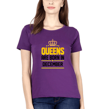 Load image into Gallery viewer, Queens Are Born In December T-Shirt for Women-Purple-Ektarfa.online
