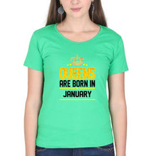 Load image into Gallery viewer, Queens Are Born In January T-Shirt for Women-Flag Green-Ektarfa.online
