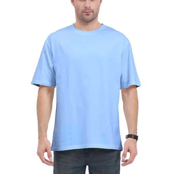 Plain Baby Blue Oversized T-Shirt For Men