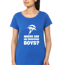 Load image into Gallery viewer, PUBG Where Are We Dropping Boys T-Shirt for Women-Royal Blue-Ektarfa.online
