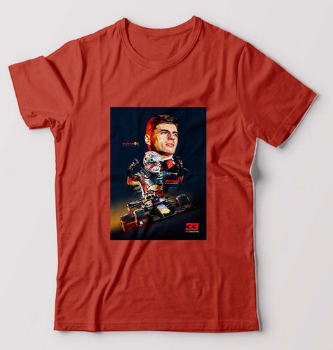 Max Verstappen T-Shirt for Men-S(38 Inches)-Brick Red-Ektarfa.online