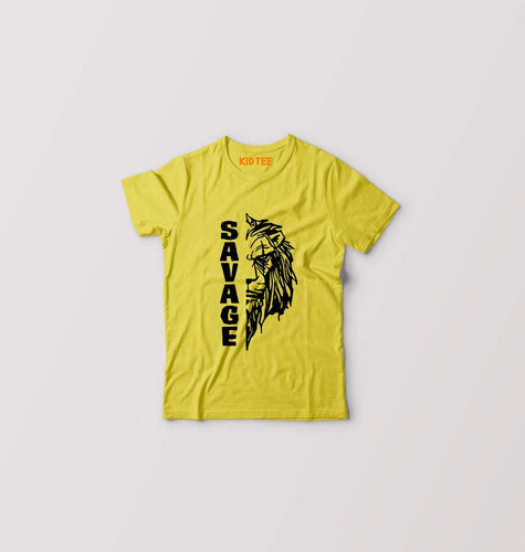 Savage Lion Kids T-Shirt for Boy/Girl-Yellow-Ektarfa.online