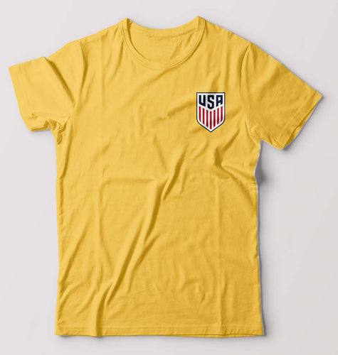 USA Football T-Shirt for Men-S(38 Inches)-Golden Yellow-Ektarfa.online