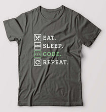 Load image into Gallery viewer, Eat Sleep Code Repeat T-Shirt for Men-Charcoal-Ektarfa.online
