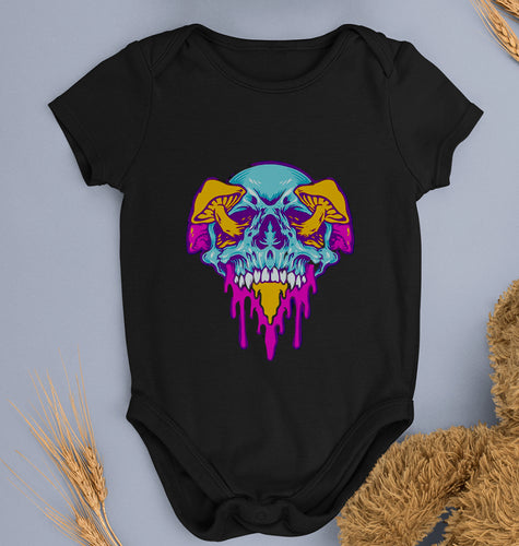 Trippy Psychedelic Skull Romper For Baby Boy/Girl-Black-Ektarfa.online