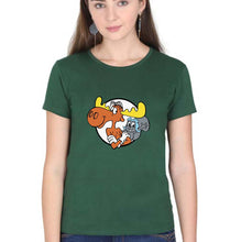 Load image into Gallery viewer, The Adventures of Rocky and Bullwinkle and Friends T-Shirt for Women-Dark Green-Ektarfa.online
