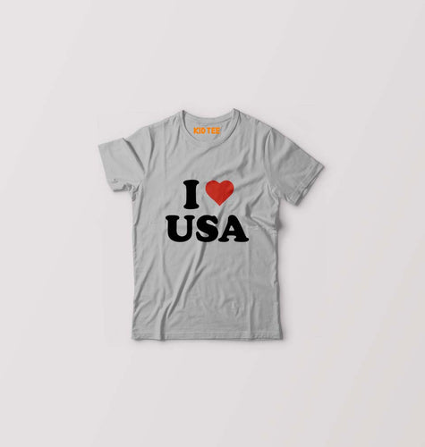 I Love USA Kids T-Shirt for Boy/Girl-Grey-Ektarfa.online