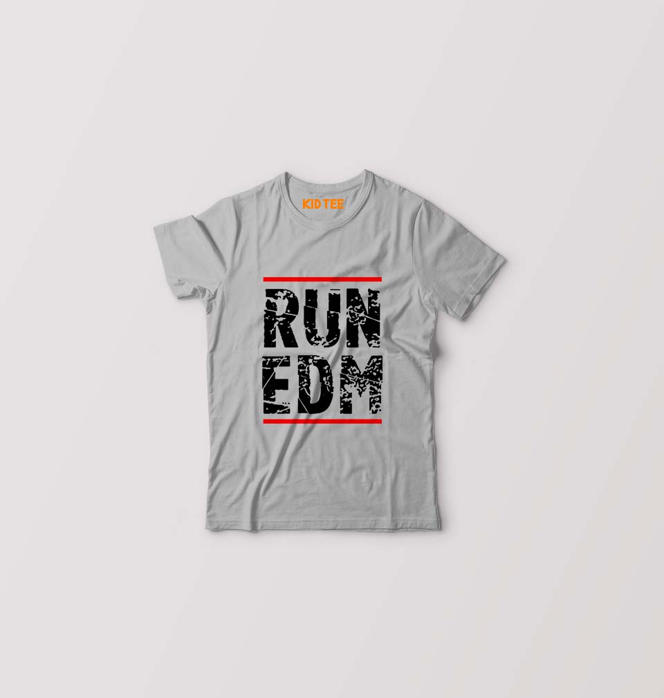 RUN EDM Kids T-Shirt for Boy/Girl-Grey-Ektarfa.online