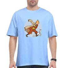 Load image into Gallery viewer, TinTin Oversized T-Shirt for Men-Baby Blue-Ektarfa.online
