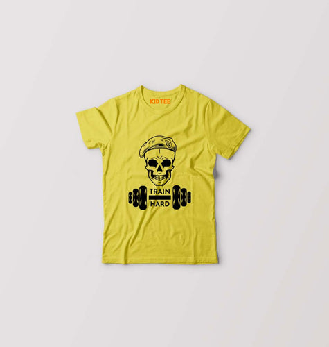 Gym Train Hard Kids T-Shirt for Boy/Girl-Yellow-Ektarfa.online
