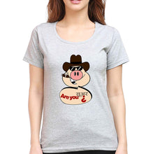 Load image into Gallery viewer, Pig Funny T-Shirt for Women-Grey Melange-Ektarfa.online
