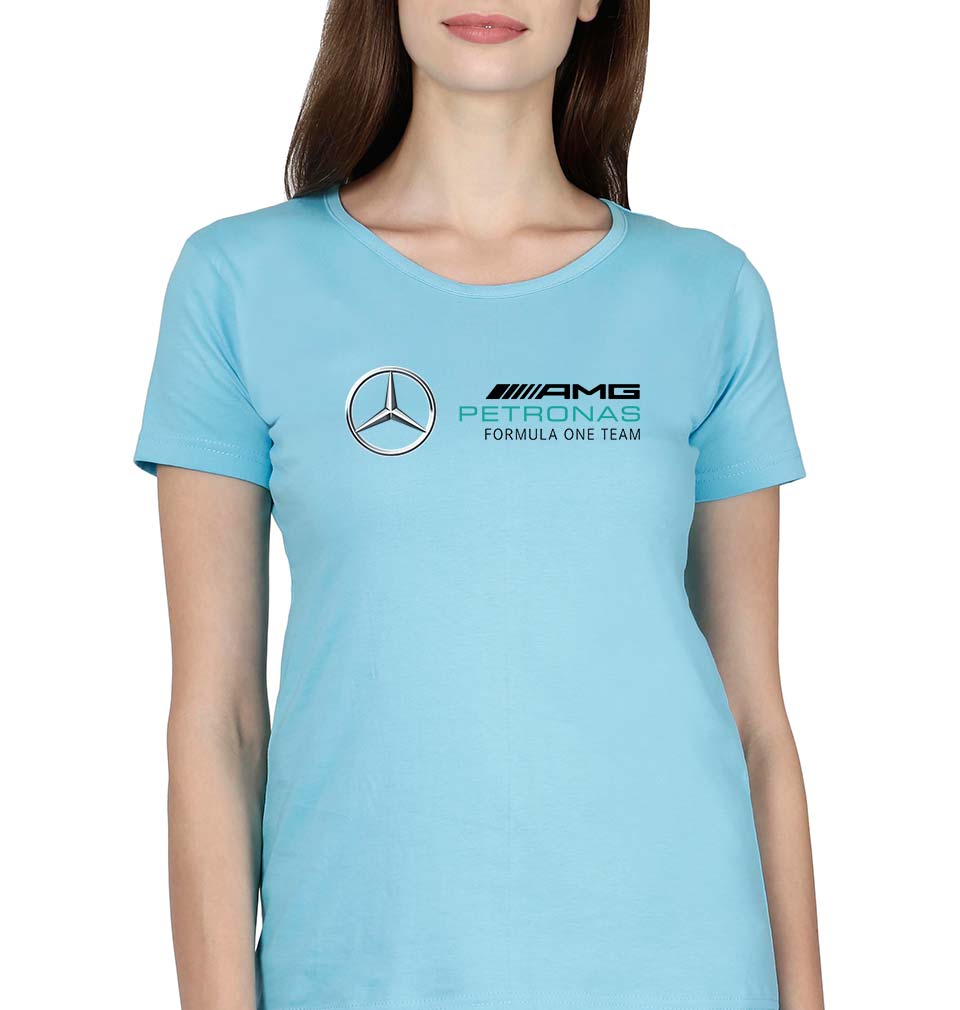 Mercedes AMG Petronas F1 T-Shirt for Women-XS(32 Inches)-SkyBlue-Ektarfa.online