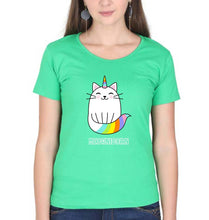 Load image into Gallery viewer, Cat Unicorn T-Shirt for Women-flag green-Ektarfa.online
