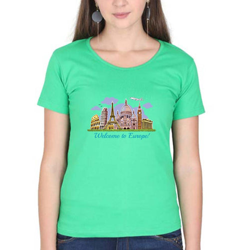 Welcome to Europe T-Shirt for Women-flag green-Ektarfa.online