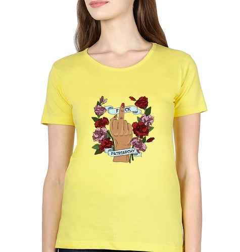 Fuck Patriarchy T-Shirt for Women-Yellow-Ektarfa.online