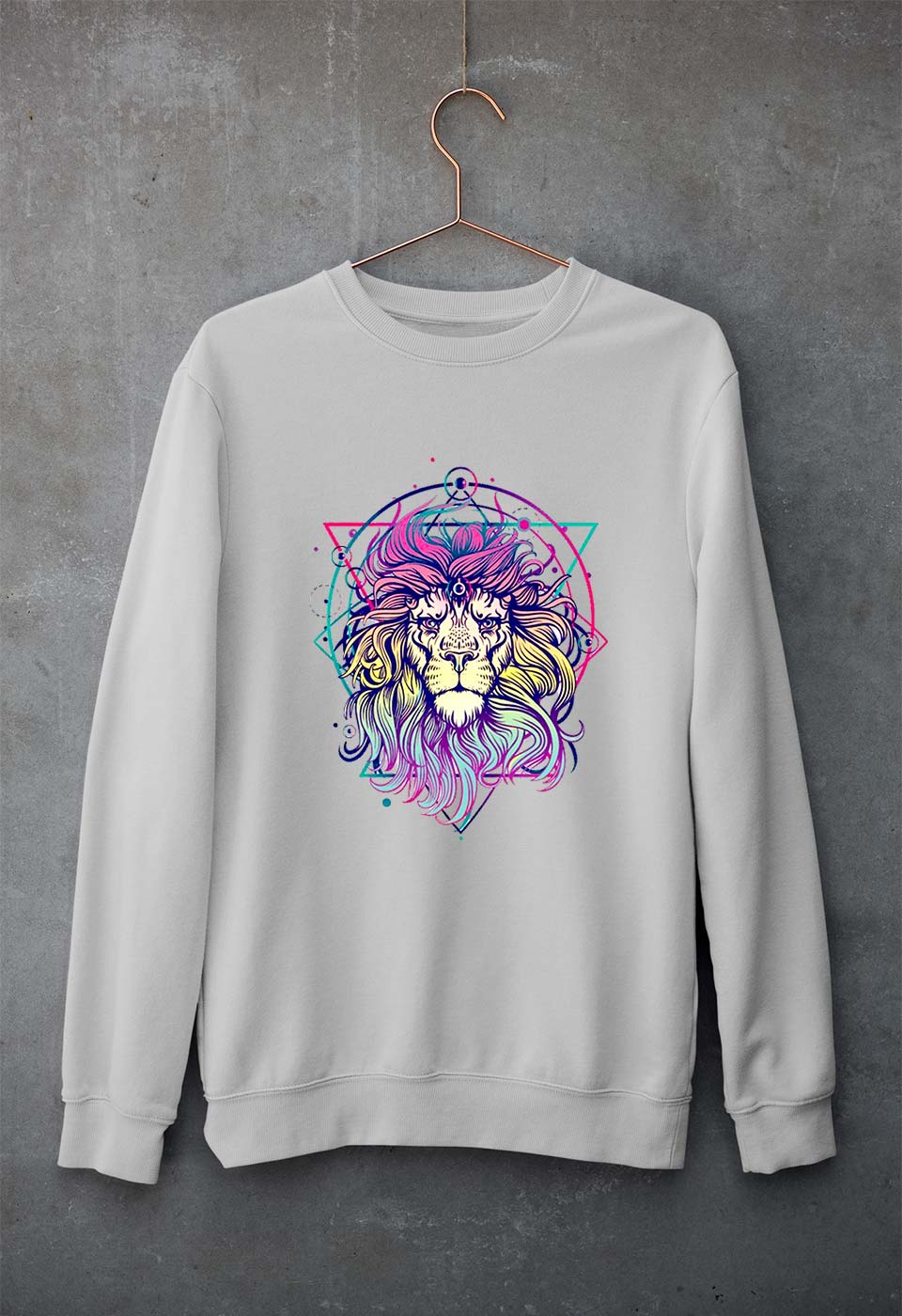 Psychedelic Lion Unisex Sweatshirt for Men/Women-Grey Melange-Ektarfa.online