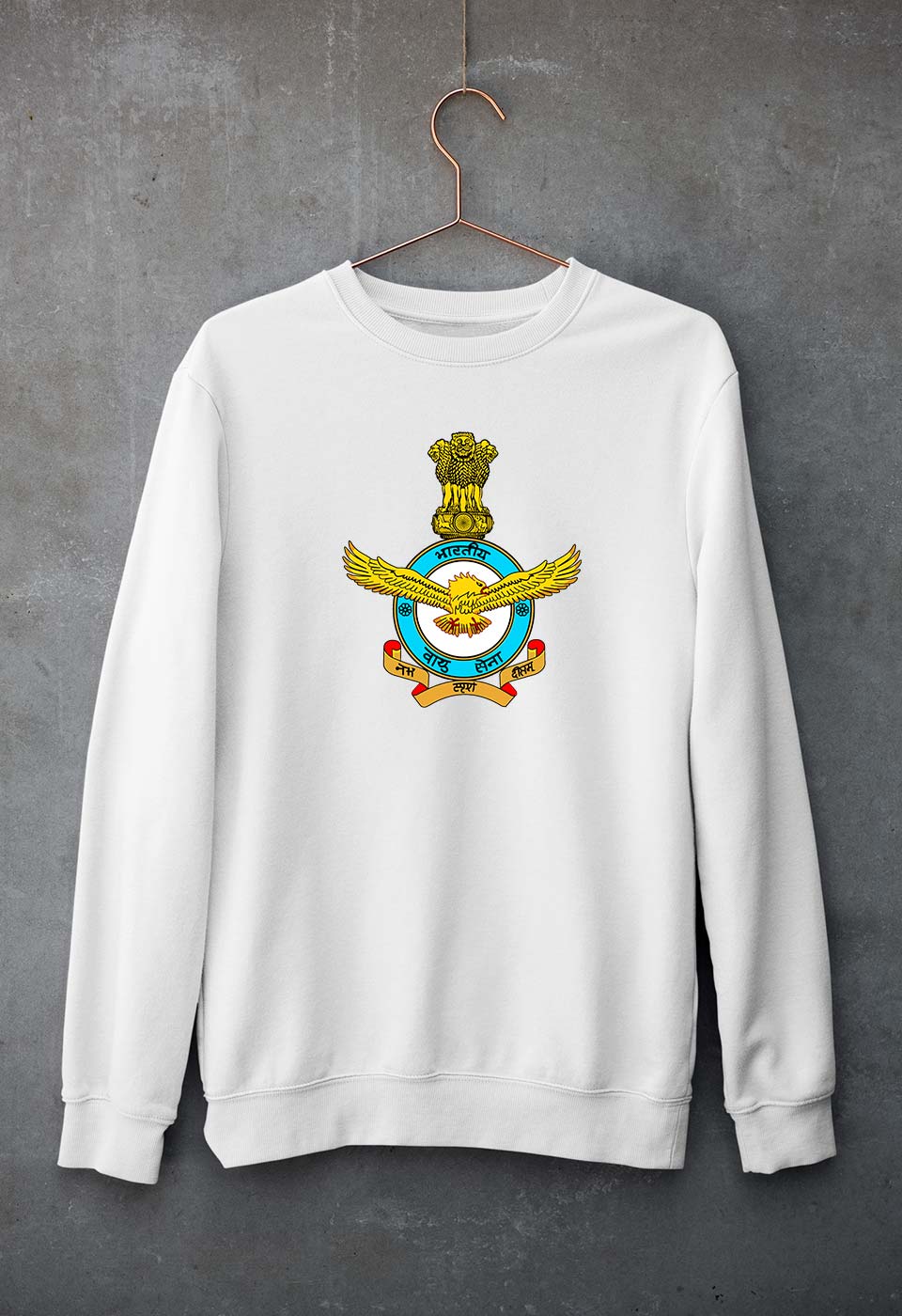 Indian Air Force Army Unisex Sweatshirt for Men/Women-White-Ektarfa.online