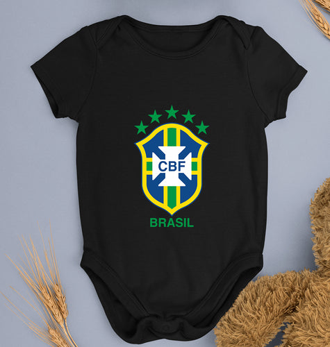 Brazil Football Kids Romper For Baby Boy/Girl-0-5 Months(18 Inches)-Black-Ektarfa.online