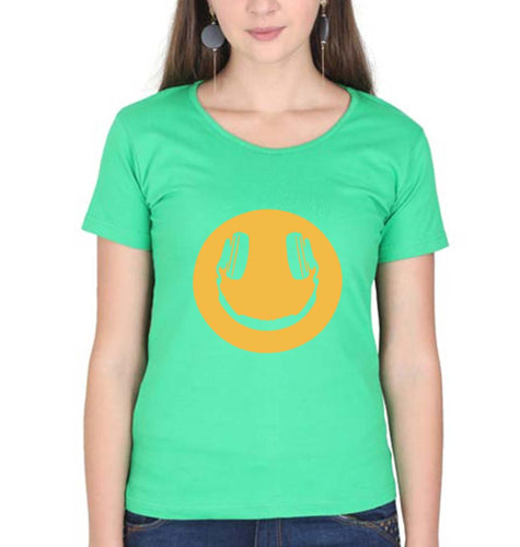Emoji Headphone Music T-Shirt for Women-flag green-Ektarfa.online