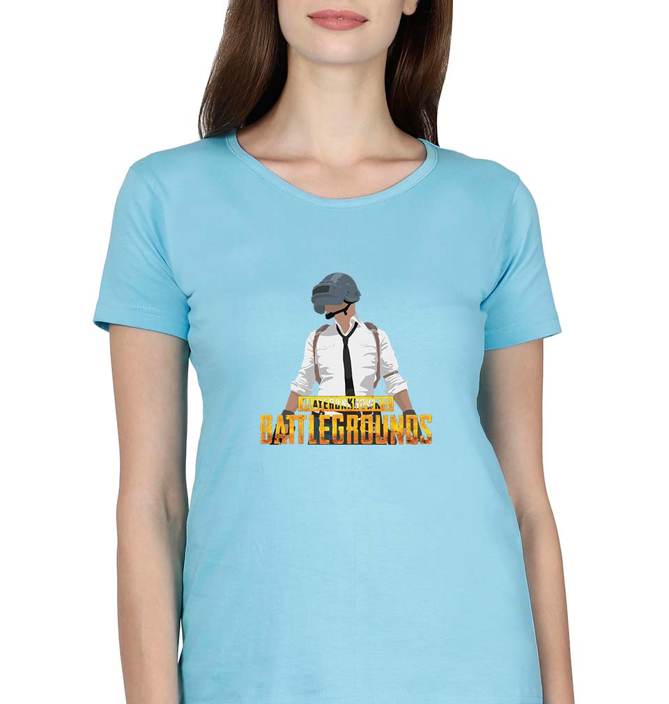 PUBG Player Unknown's Battleground T-Shirt for Women-SkyBlue-Ektarfa.online