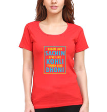 Load image into Gallery viewer, CRICKET Sachin Kohli Dhoni T-Shirt for Women-Red-Ektarfa.online
