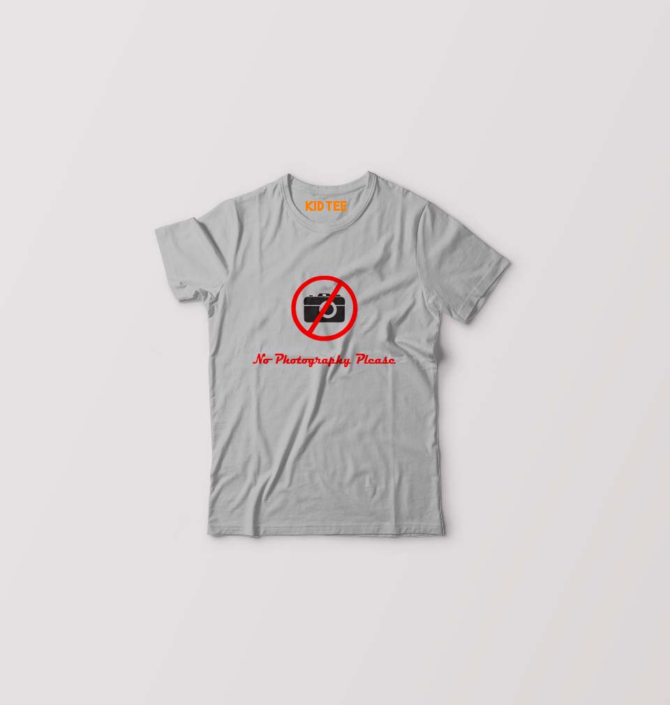 No Photography Please Kids T-Shirt for Boy/Girl-Grey-Ektarfa.online