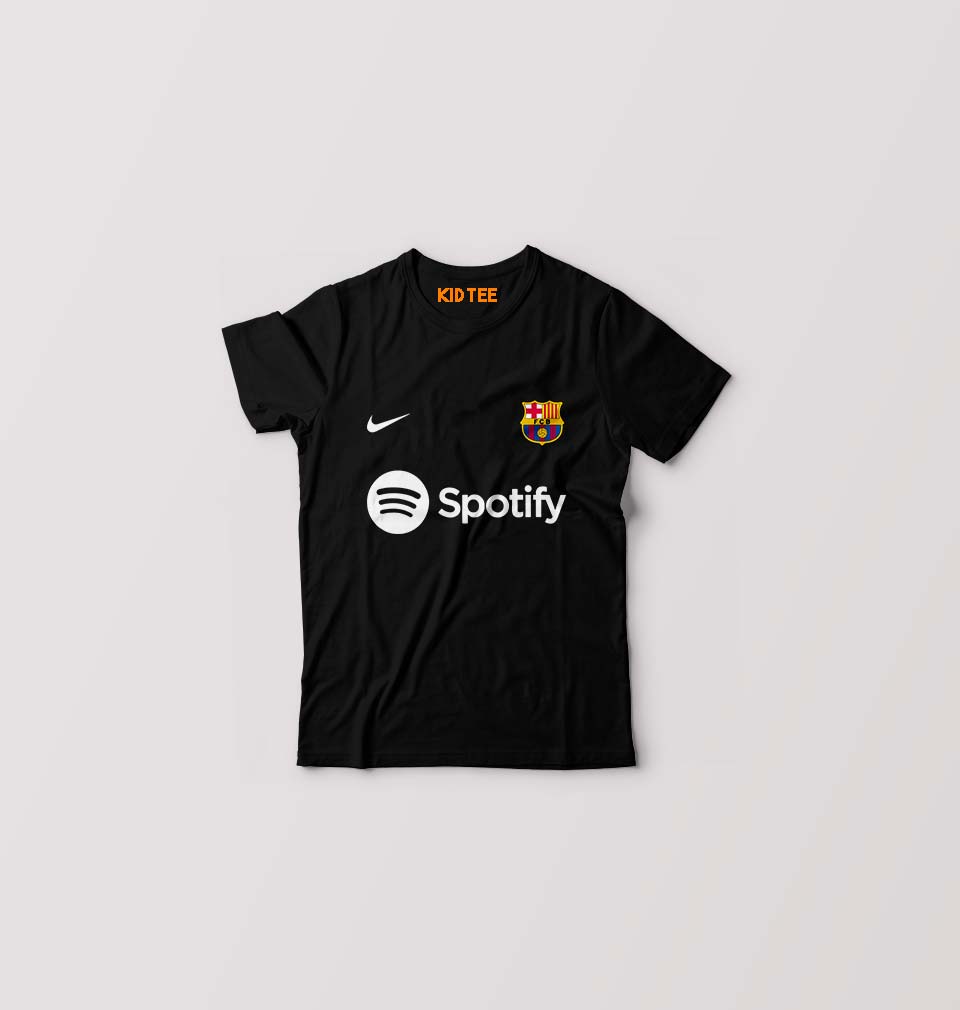 Barcelona 2022-23 Kids T-Shirt for Boy/Girl-Black-Ektarfa.online