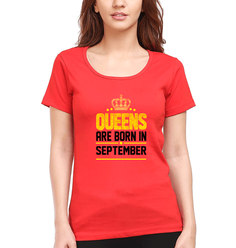 Queens Are Born In September T-Shirt for Women-Red-Ektarfa.online
