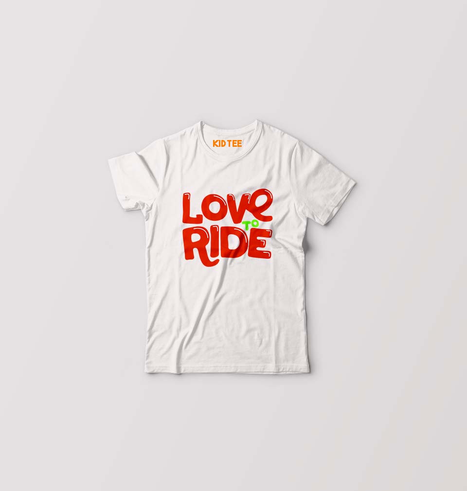 Love to Ride Kids T-Shirt for Boy/Girl-White-Ektarfa.online