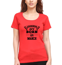 Load image into Gallery viewer, Legends are Born in March T-Shirt for Women-Red-Ektarfa.online
