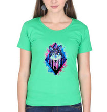 Load image into Gallery viewer, Wolf T-Shirt for Women-flag green-Ektarfa.online
