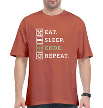 Load image into Gallery viewer, Eat Sleep Code Repeat Oversized T-Shirt for Men-Coral-Ektarfa.online
