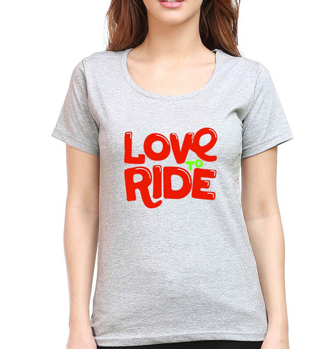 Love to Ride T-Shirt for Women-Grey Melange-Ektarfa.online