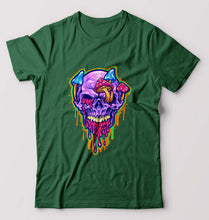 Load image into Gallery viewer, Trippy Psychedelic Skull T-Shirt for Men-Bottle Green-Ektarfa.online
