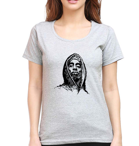 Tupac 2Pac T-Shirt for Women-Grey Melange-Ektarfa.online