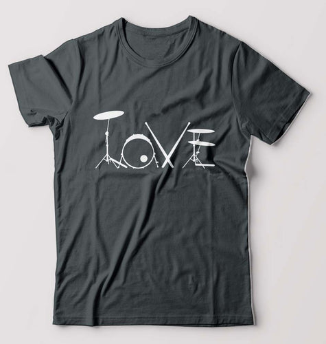 Love Drum T-Shirt for Men-Steel grey-Ektarfa.online