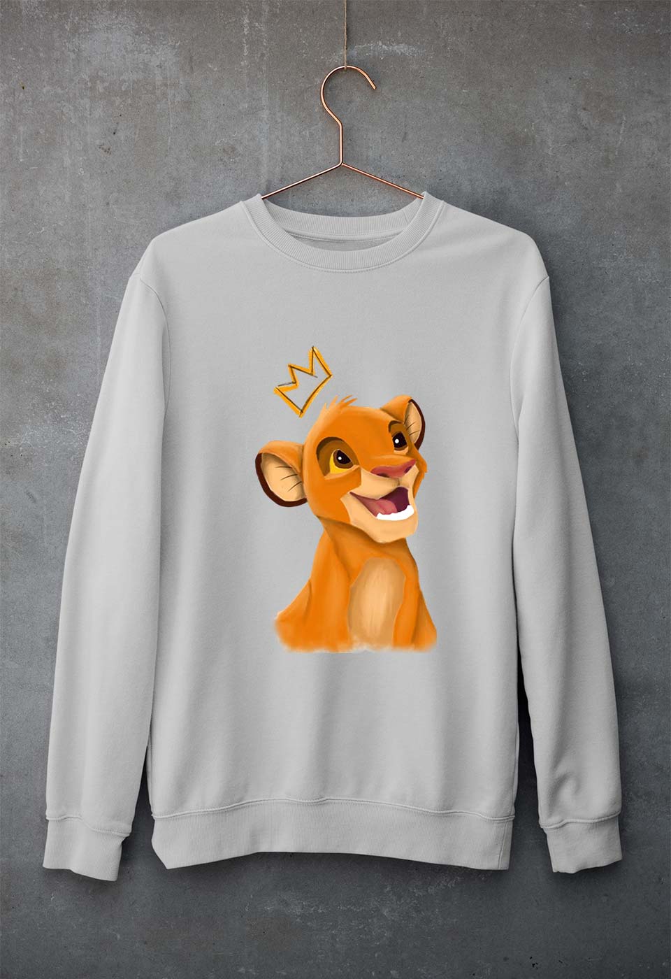 Lion King Simba Unisex Sweatshirt for Men/Women-Grey Melange-Ektarfa.online