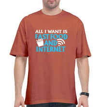 Load image into Gallery viewer, Fast Food and Internet Oversized T-Shirt for Men-Coral-Ektarfa.online
