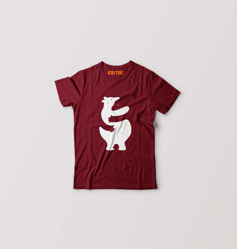 Animal Hug Kids T-Shirt for Boy/Girl-Maroon-Ektarfa.online