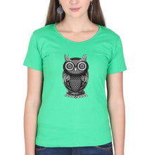 Load image into Gallery viewer, Owl T-Shirt for Women-flag green-Ektarfa.online
